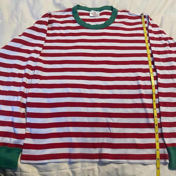 Hanna Andersson Pajama Top Small Red White Striped Green Trim Organic Cotton - Picture 5 of 12
